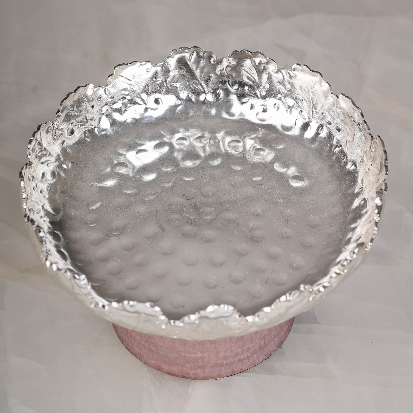 Resin Pink Leaf Platter with Decorative Stand – Elegant Table Accent | 4.75 inch BRASS CRAFT INDIA (BCI)