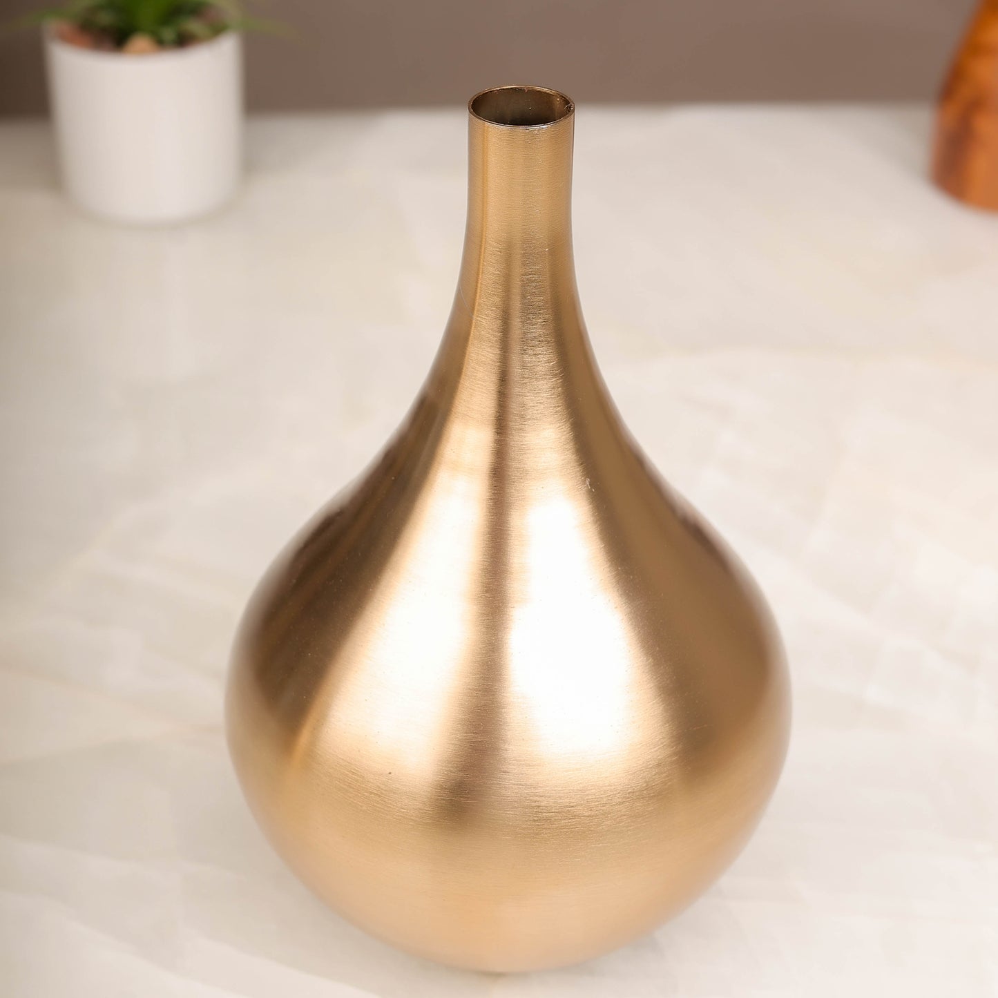 Golden Teardrop Brass Vase – Minimalist Luxe Decor Accent | 10 inch