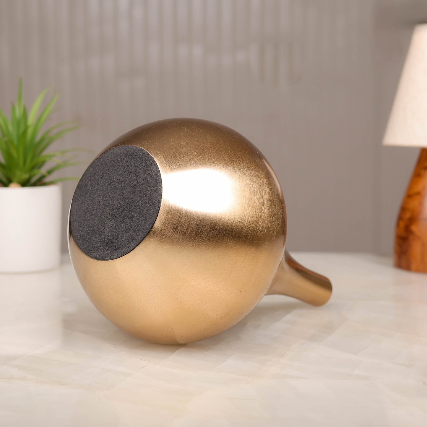 Golden Teardrop Brass Vase – Minimalist Luxe Decor Accent | 10 inch