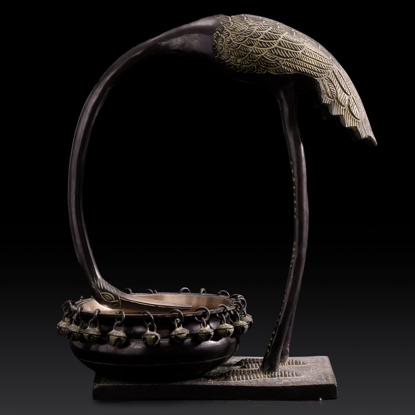 Handcrafted Brass Bird Urli – Crane-Inspired Decorative Bowl for Festive & Home Décor