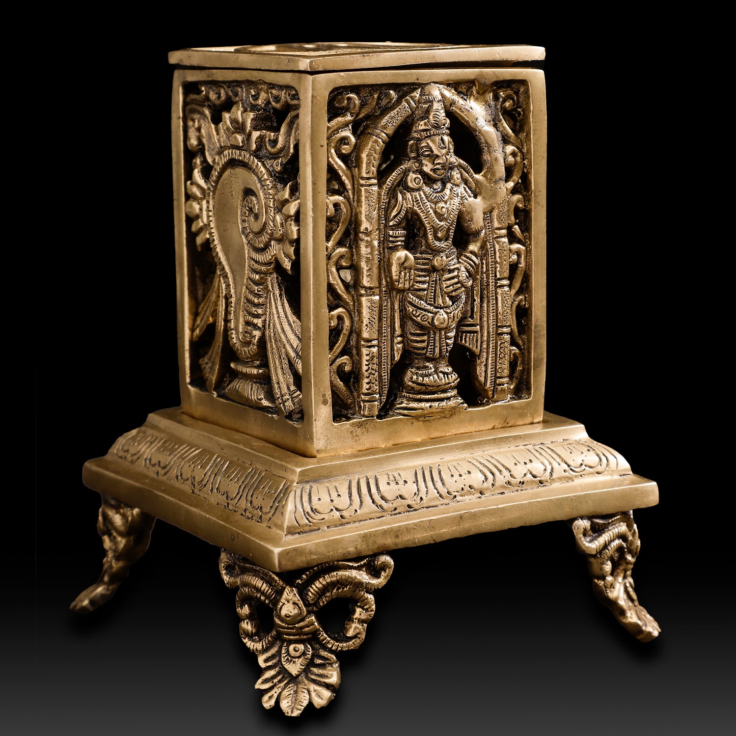 Antique Brass Lord Venkateshwara Dhoop Dani – Temple Shrine-Inspired Incense Burner