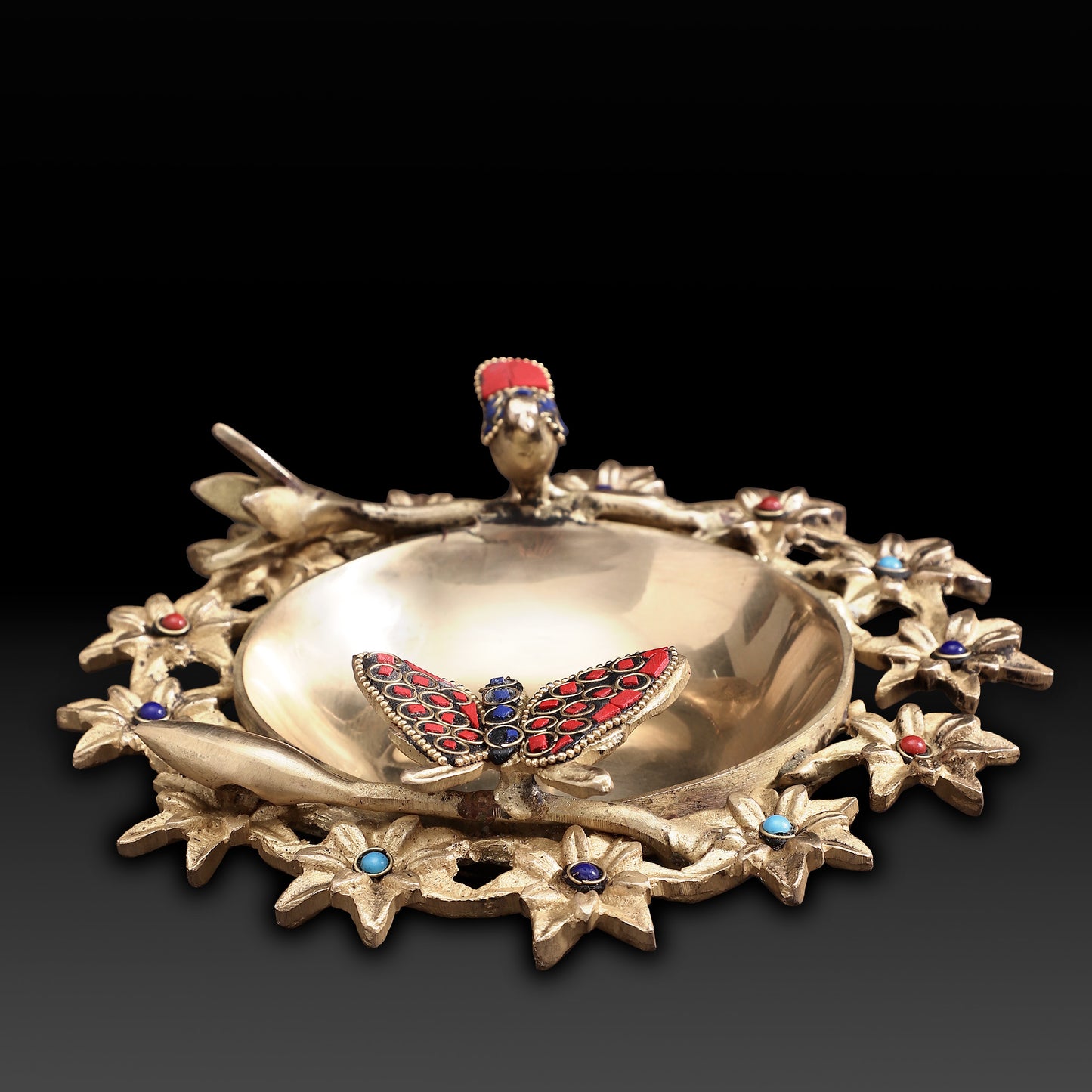 Traditional Handcrafted Brass Butterfly Urli Bowl – Decorative Indian Vessel for Floating Flowers & Festive Decor