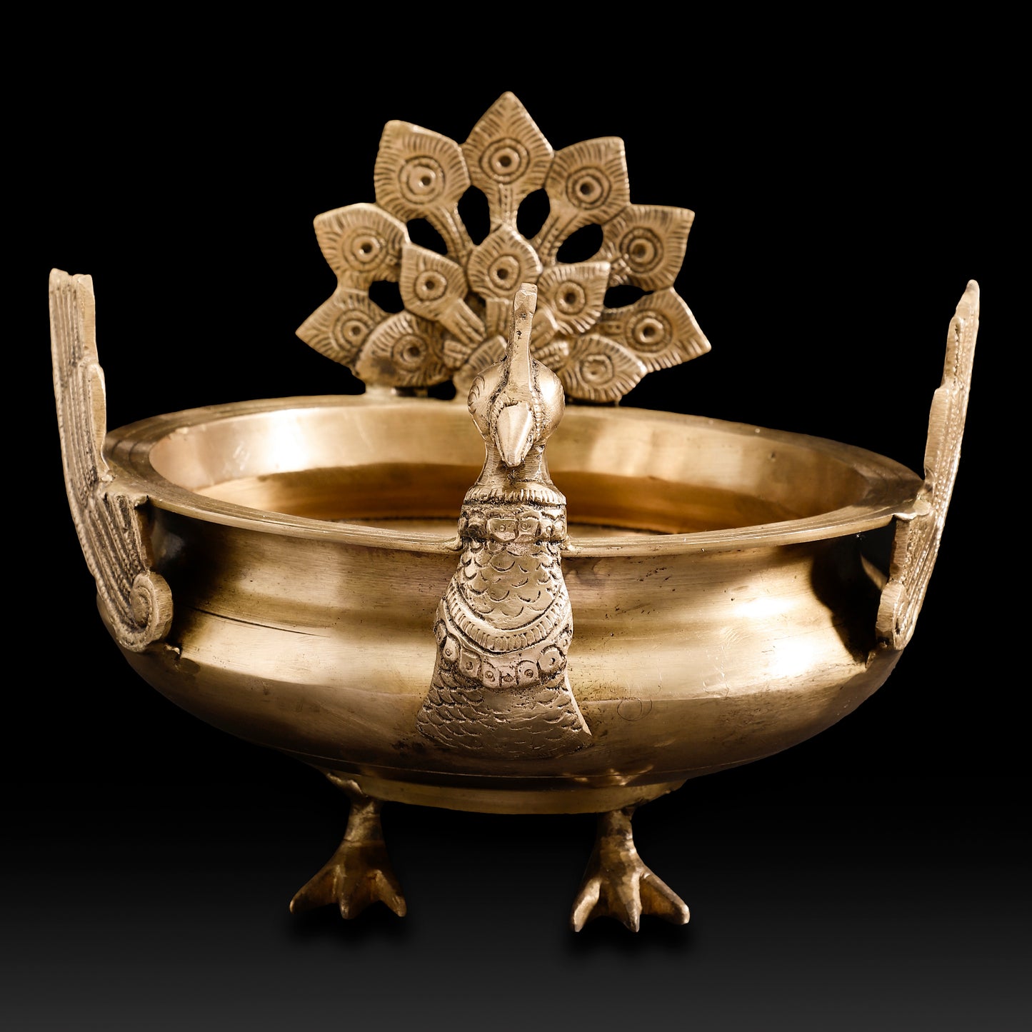 Handcrafted Brass Peacock Urli Bowl – Traditional Indian Festive Centerpiece for Home & Temple Décor