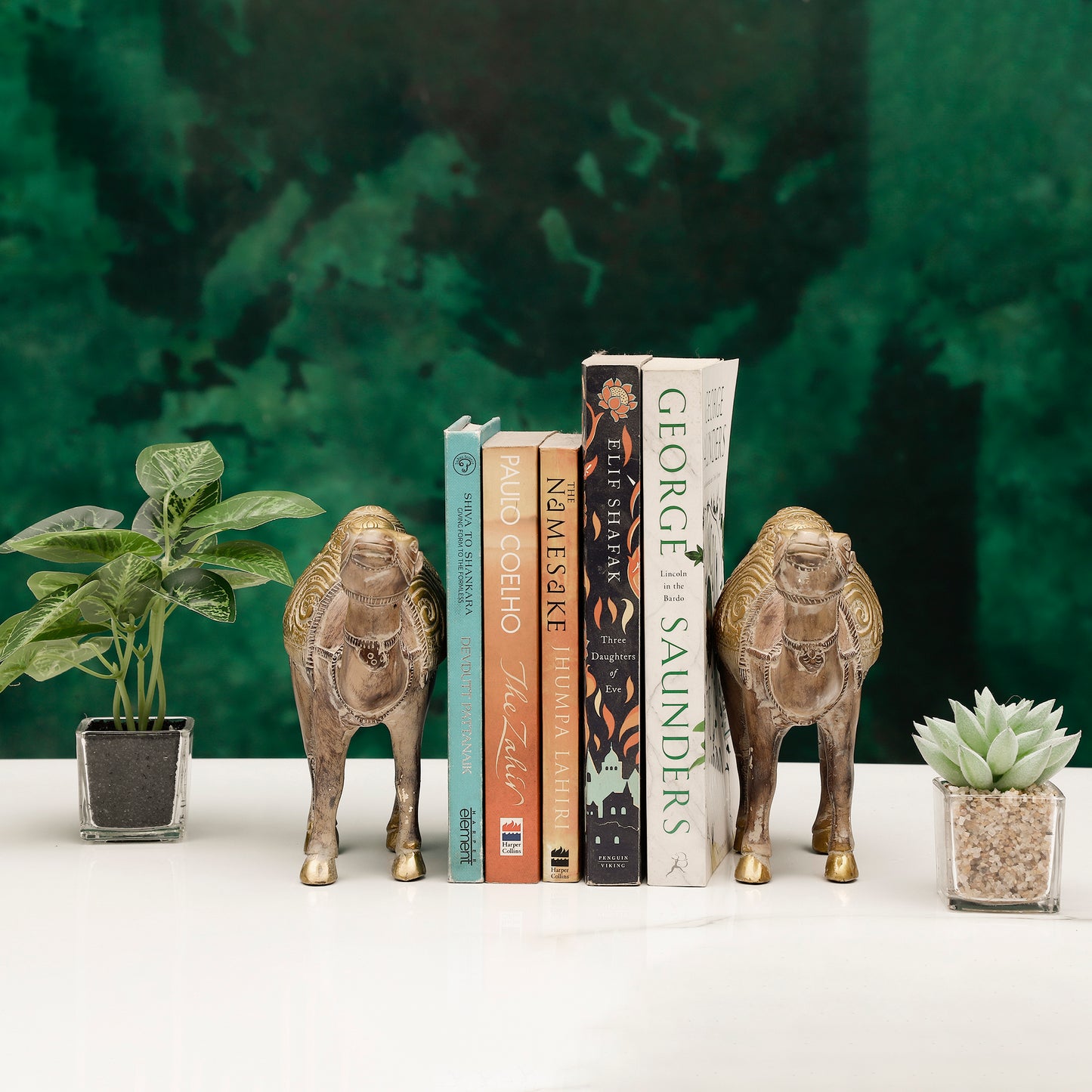 Handcrafted Brass Camel Figurines – Antique Desert-Inspired Decor for Home & Gifting (Set of 2)
