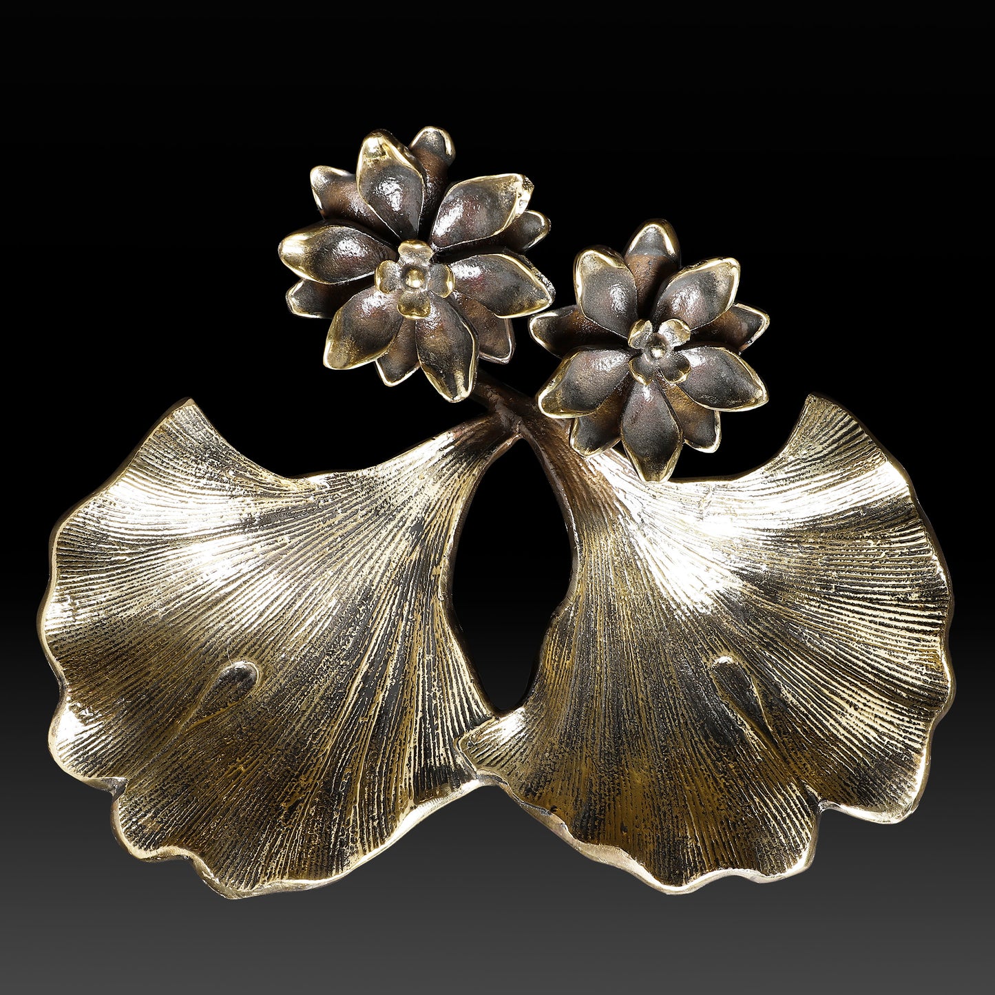 Handcrafted Brass Twin Leaf Bowl with Lotus Flowers – Ethnic Pooja & Decorative Serveware