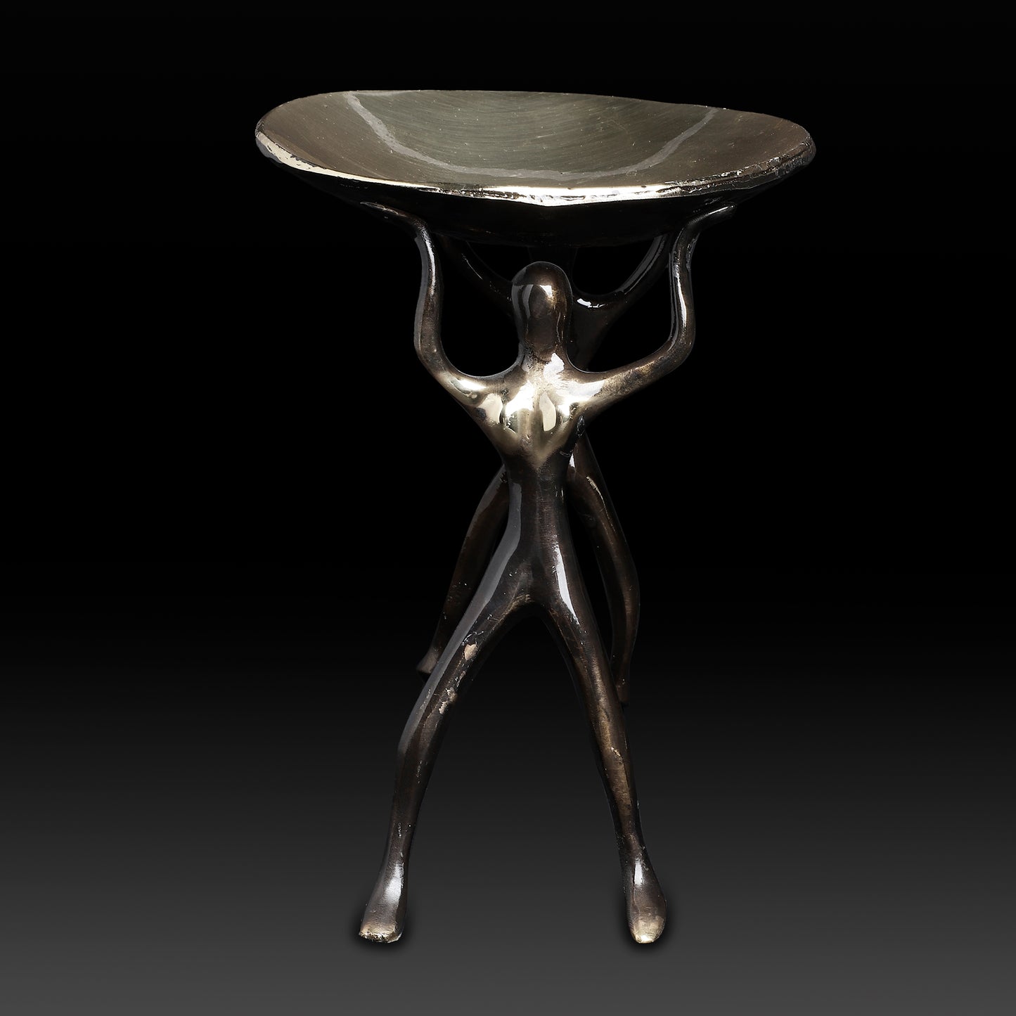 Handcrafted Brass Human Figurine Bowl Stand – Artistic Ethnic Centerpiece & Pooja Serveware
