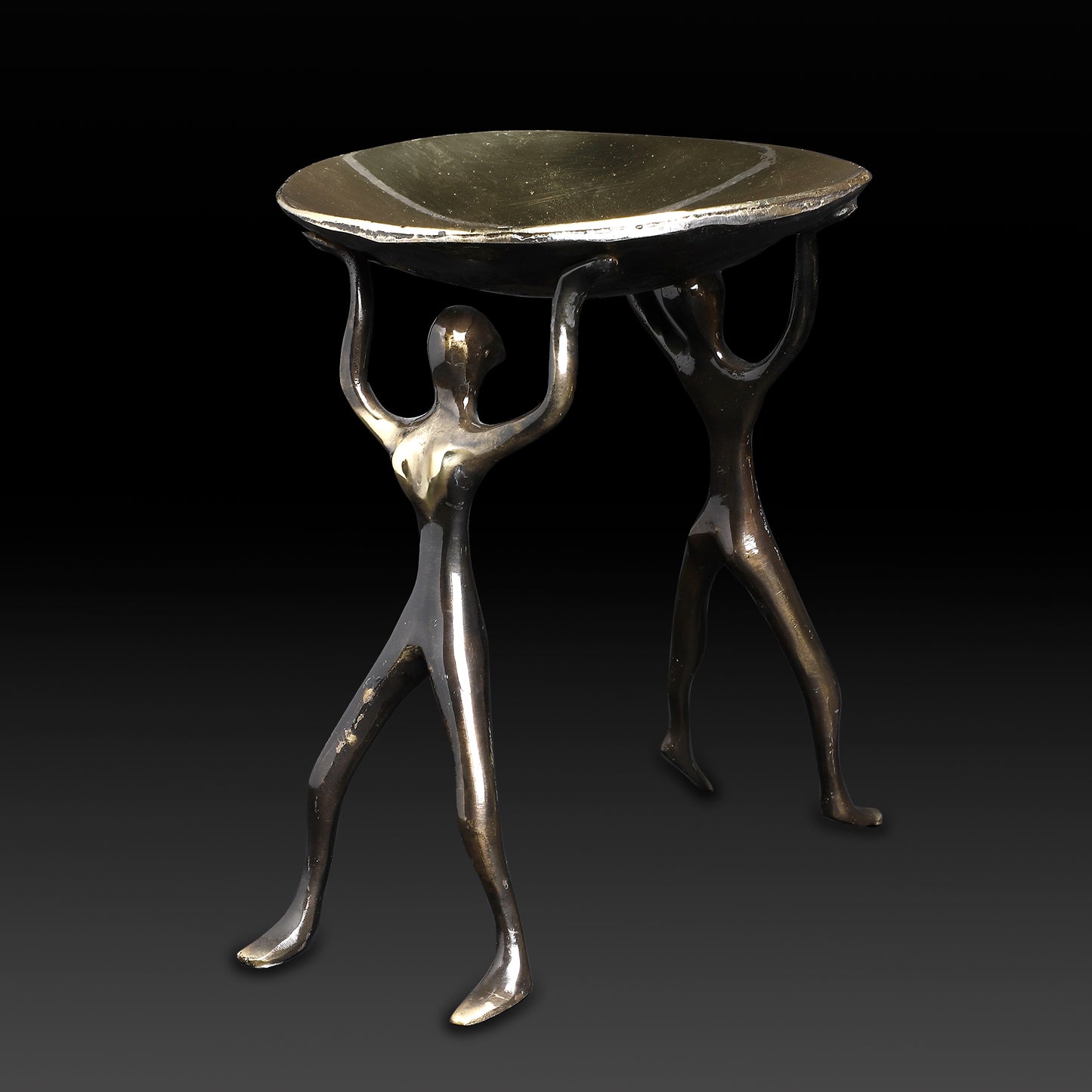 Handcrafted Brass Human Figurine Bowl Stand – Artistic Ethnic Centerpiece & Pooja Serveware