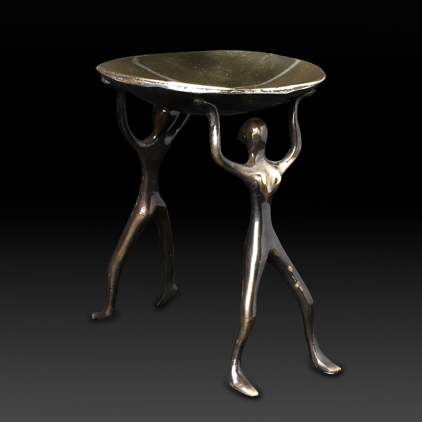Handcrafted Brass Human Figurine Bowl Stand – Artistic Ethnic Centerpiece & Pooja Serveware