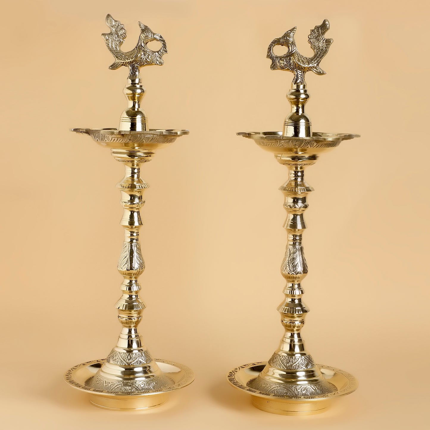 Tall Brass Oil Lamp – Traditional Indian Diya for Pooja, Festivals & Gifting | Handcrafted Floor Standing Lamp