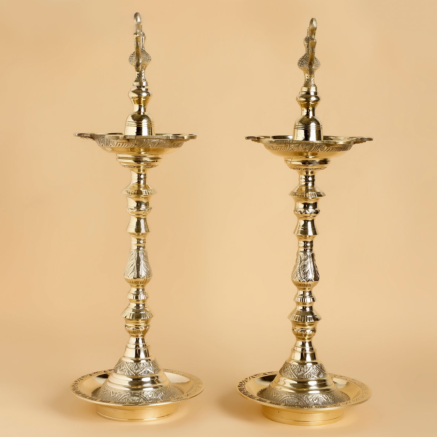 Tall Brass Oil Lamp – Traditional Indian Diya for Pooja, Festivals & Gifting | Handcrafted Floor Standing Lamp