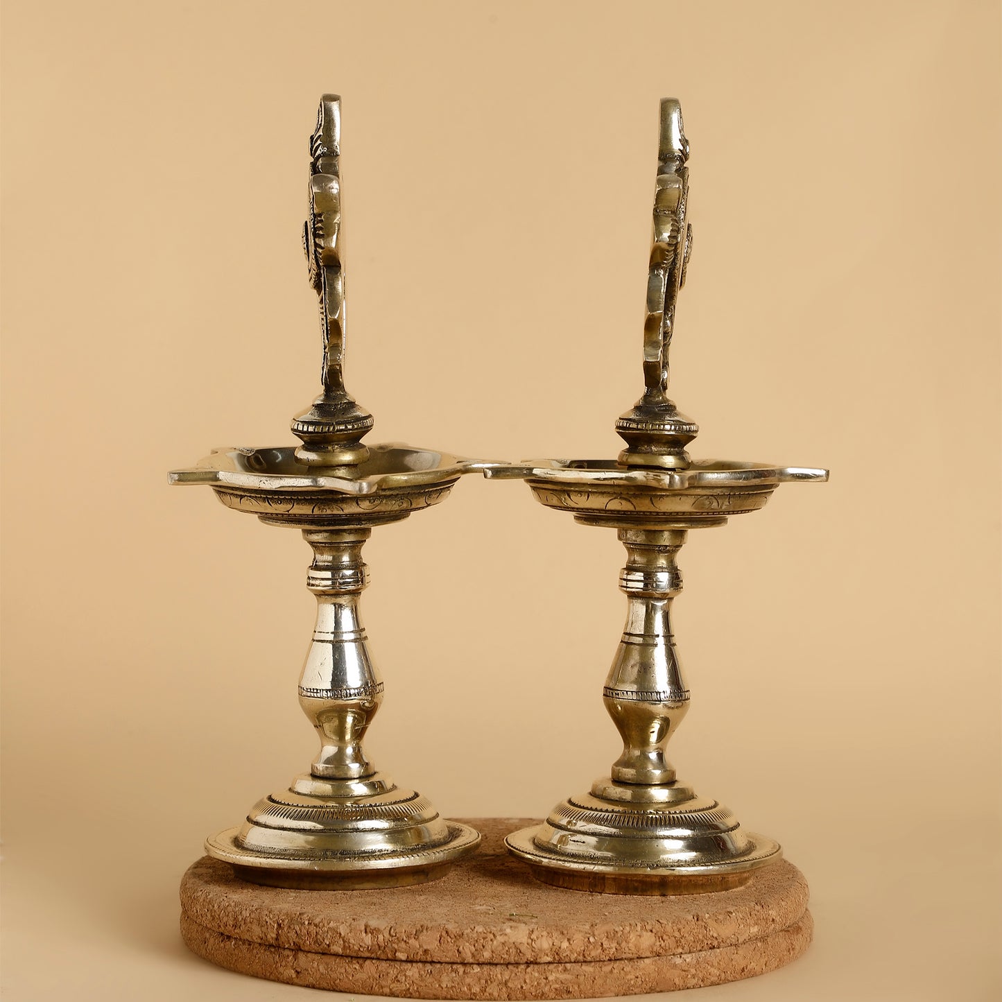 Brass Shankh Design Panchmukhi Diya – Five-Wick Oil Lamp for Pooja & Festive Décor