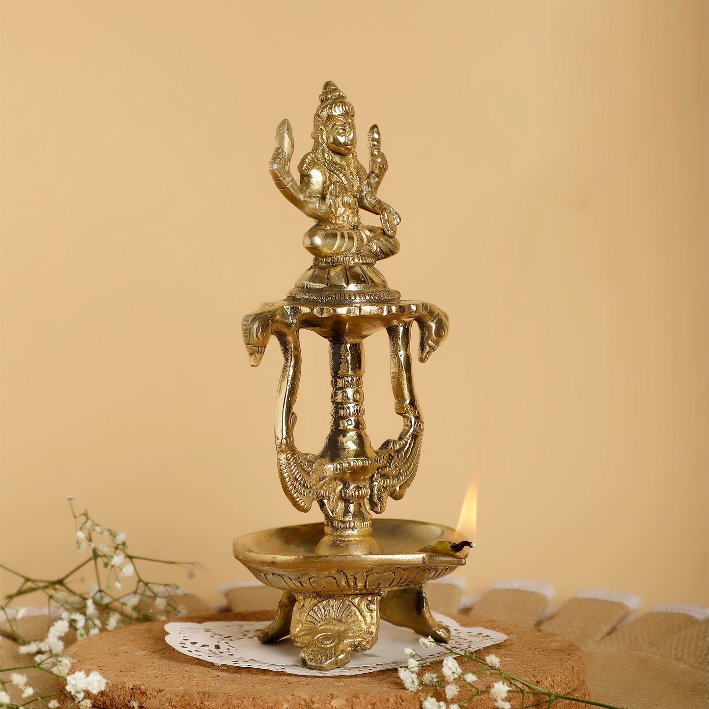 Handcrafted Brass Laxmi Oil Diya – Traditional Lakshmi Deepam for Temple & Festive Décor