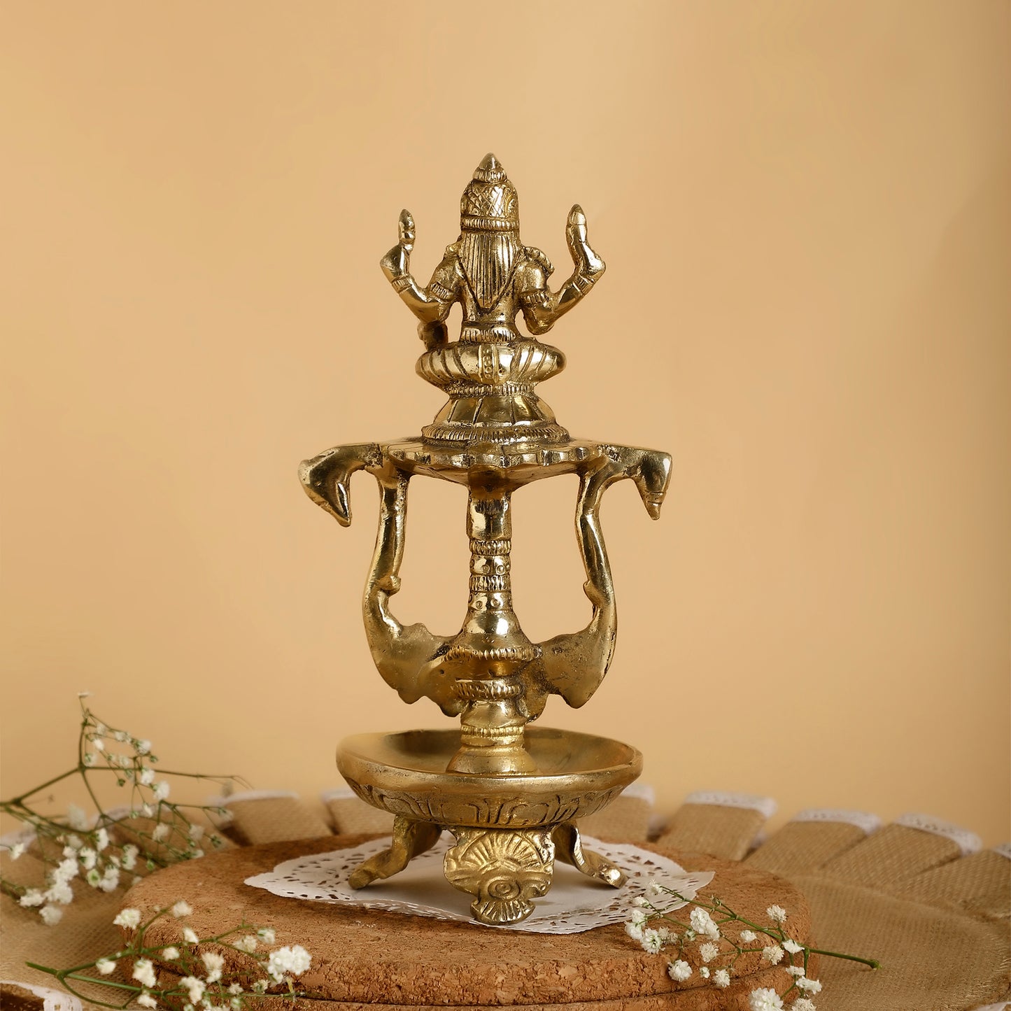 Handcrafted Brass Laxmi Oil Diya – Traditional Lakshmi Deepam for Temple & Festive Décor