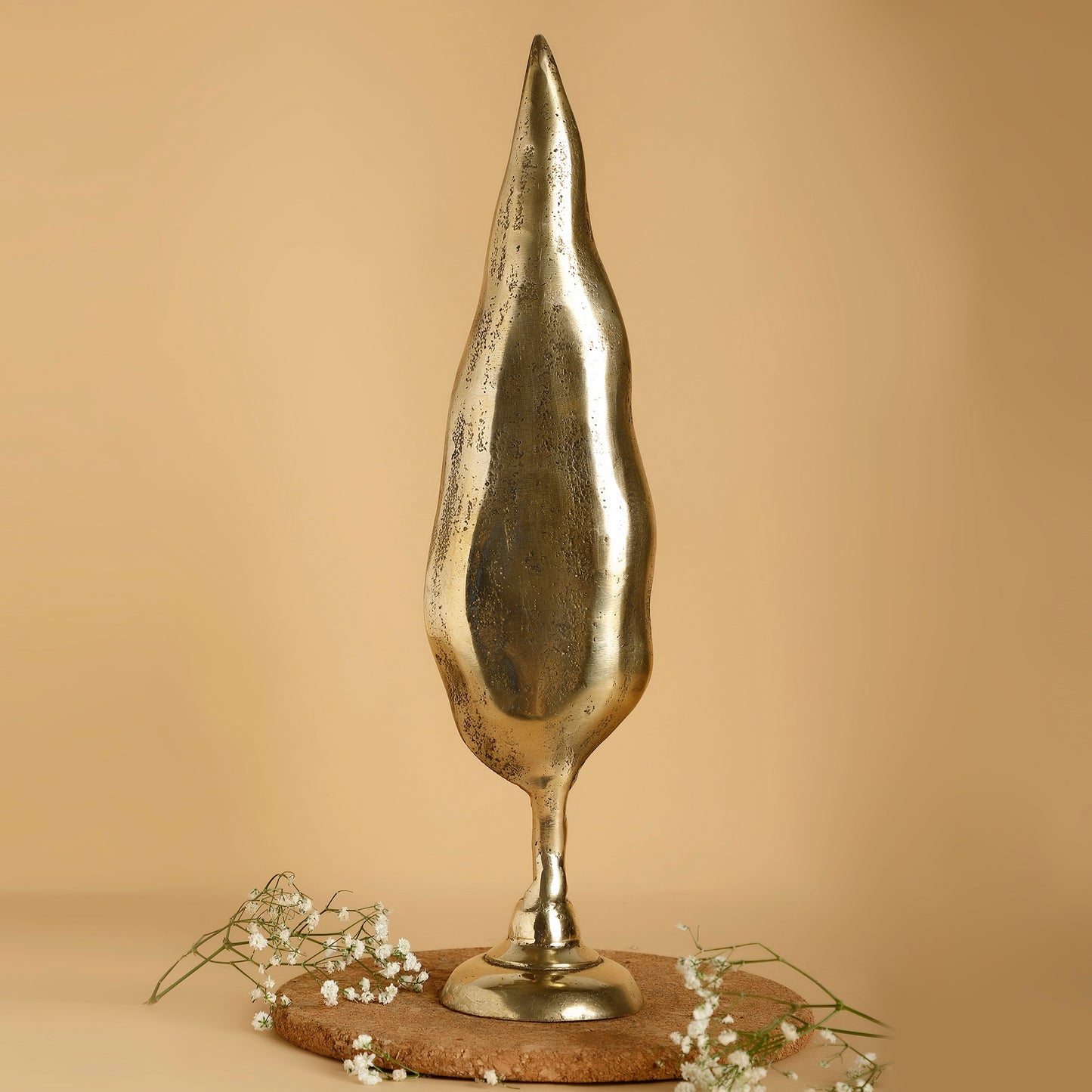Brass Leaf Diya Holder – Handcrafted Tall Tealight Stand for Diwali, Pooja & Home Décor