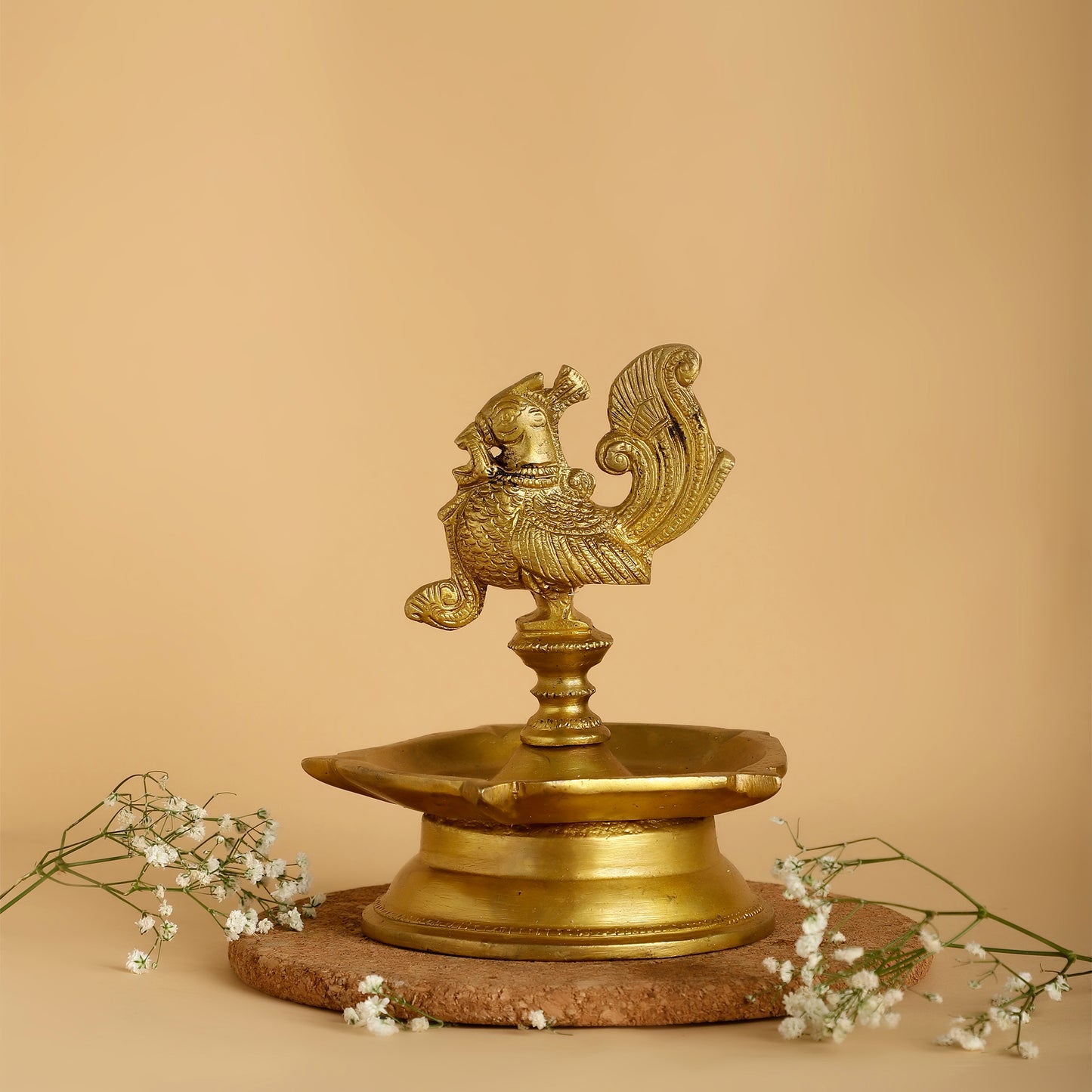 Brass Hamsa Deepam – Traditional South Indian Oil Lamp with Divine Bird Motif