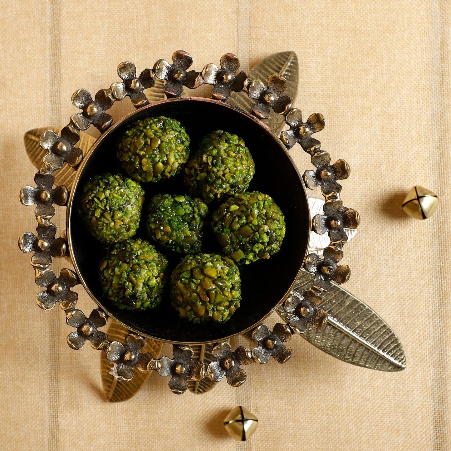 Handcrafted Brass Pedestal Bowl with Leaf Base – Ethnic Floral Serveware & Pooja Decor Centerpiece BRASS CRAFT INDIA (BCI)