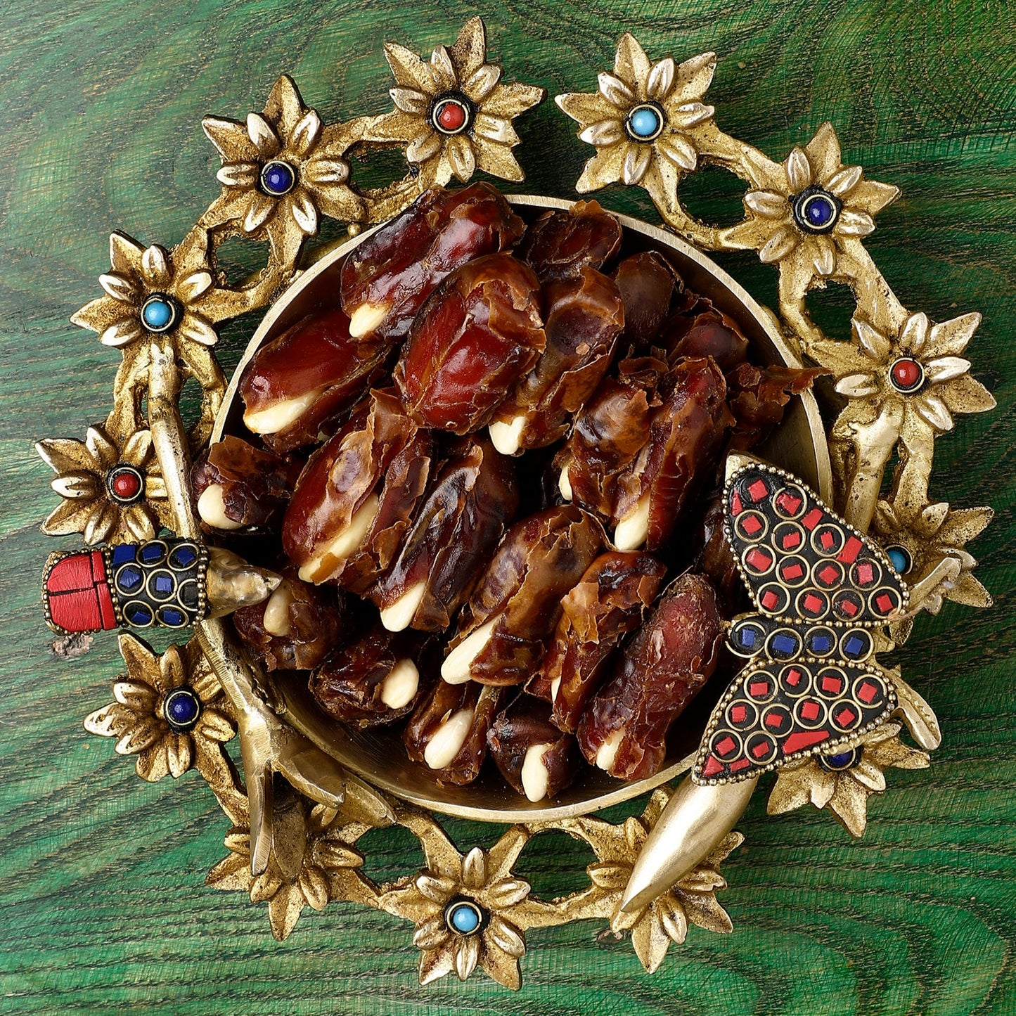 Handcrafted Brass Bird Dry Fruit Bowl – Decorative Floral Serving Dish for Festive Décor & Gifting