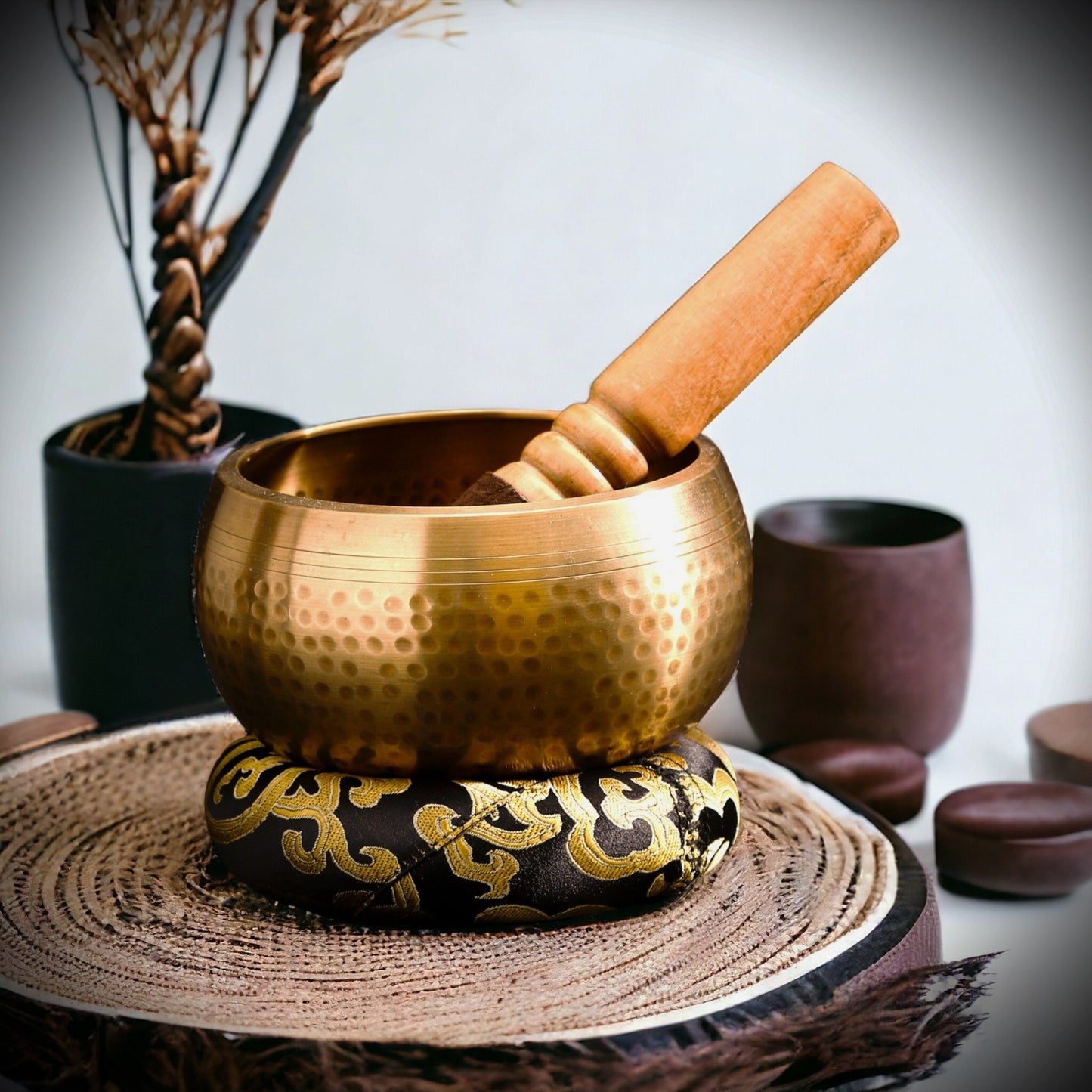 Handcrafted Brass Singing Bowl – Vaastu Sound Healing Bowl with Striker & Cushion for Meditation & Home Décor