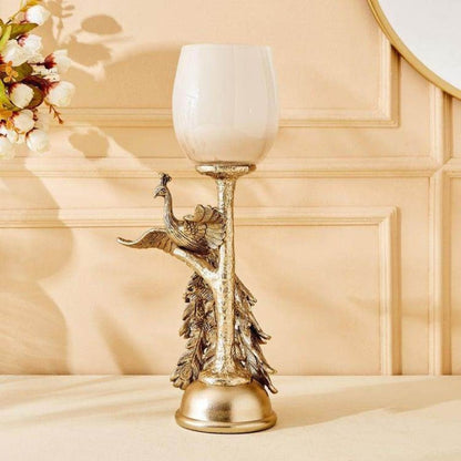 Peacock Glass Candle Holder – Elegant Home Décor Centerpiece & Festive Gifting