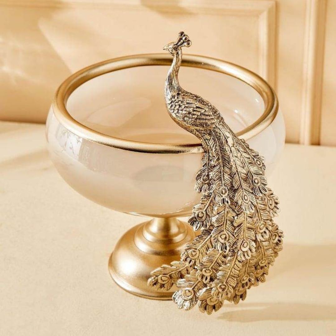 Peacock Glass Bowl – Decorative Home Décor & Elegant Centerpiece Gift