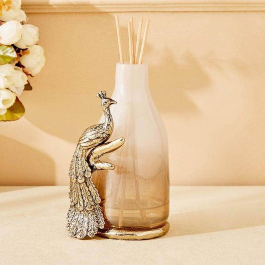 Peacock Glass Bottle Vase – Elegant Home Décor Centerpiece & Gifting Showpiece