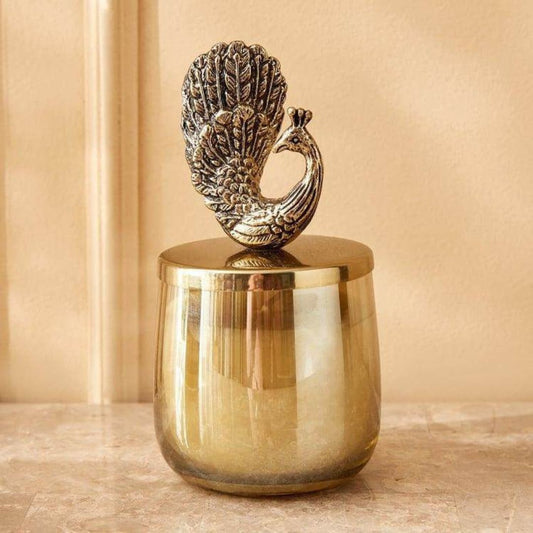 Peacock Glass Candle Holder – Elegant Home Décor & Festive Centerpiece