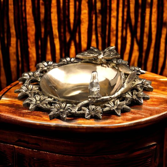 Traditional Brass Bird Urli Bowl – Vaastu Decorative Bowl for Positive Energy & Floral Floating Decor