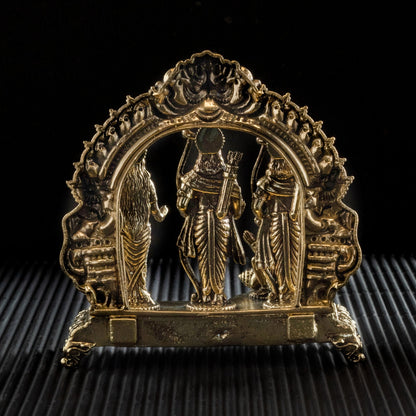 Superfine Brass Ram Darbar Idol – Antique-Finish Ram Sita Laxman Hanuman Statue for Home Temple & Festive Décor