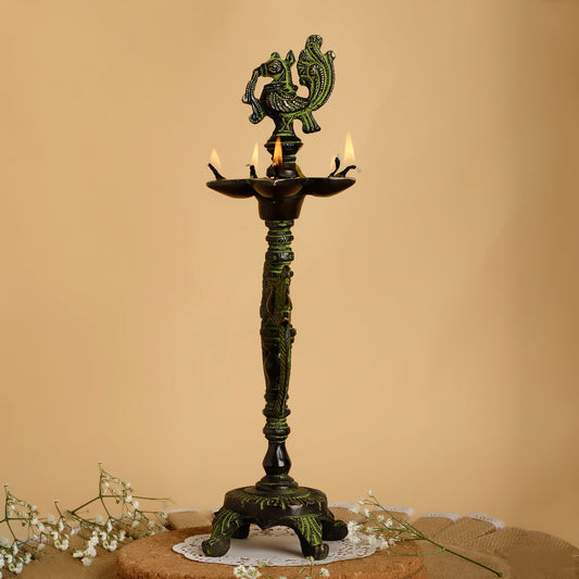 Decorative candle holder with multiple candle holders on a beige background