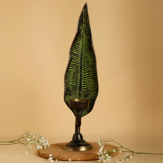 Decorative leaf lamp on a beige background
