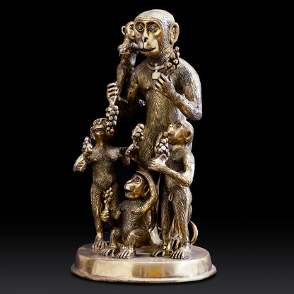 Brass Monkey | Monkey Family - Brass Sculpture