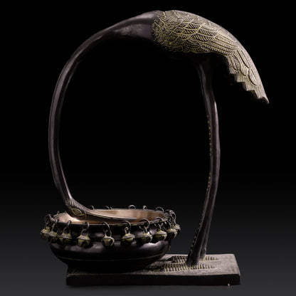 Handcrafted Brass Bird Urli – Crane-Inspired Decorative Bowl for Festive & Home Décor