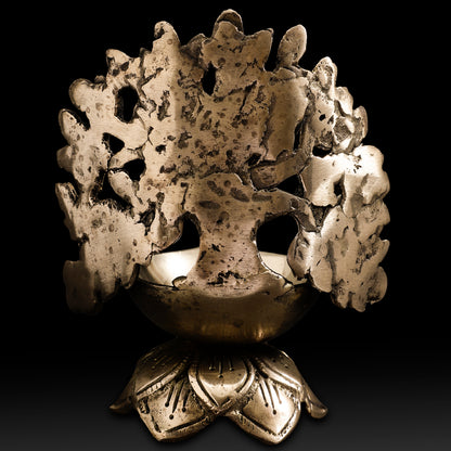 Brass Tree of Diya – Antique Finish Tree-Inspired Oil Lamp for Home Decor, Puja & Gifting