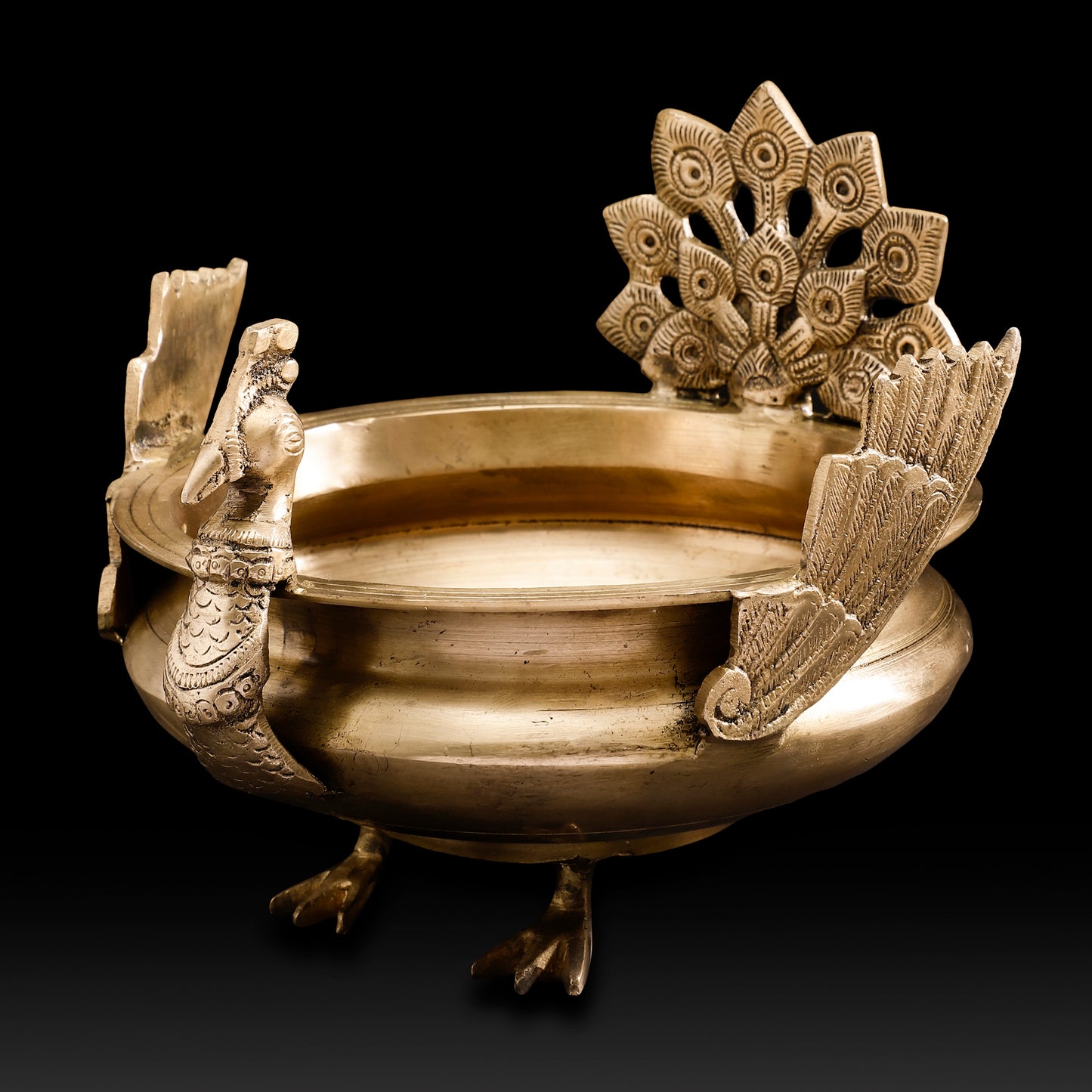 Handcrafted Brass Peacock Urli Bowl – Traditional Indian Festive Centerpiece for Home & Temple Décor
