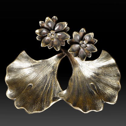 Handcrafted Brass Twin Leaf Bowl with Lotus Flowers – Ethnic Pooja & Decorative Serveware