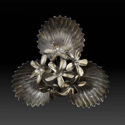 Dual Leaf Brass Bowl with Floral Accent – Handcrafted Ethnic Serve ware & Decorative Pooja Accessory