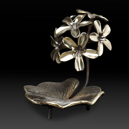 Handcrafted Brass Flower Tree Bowl – Ethnic Leaf Base Dish for Pooja & Festive Decor