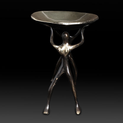Handcrafted Brass Human Figurine Bowl Stand – Artistic Ethnic Centerpiece & Pooja Serveware