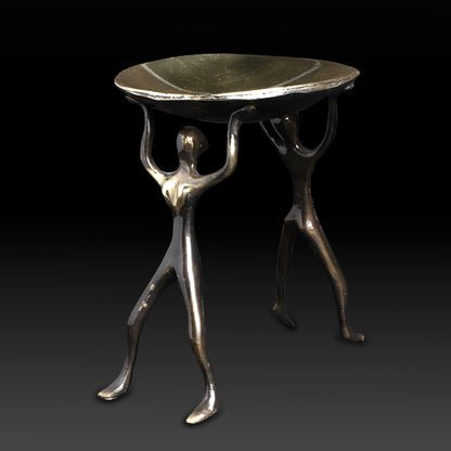 Handcrafted Brass Human Figurine Bowl Stand – Artistic Ethnic Centerpiece & Pooja Serveware