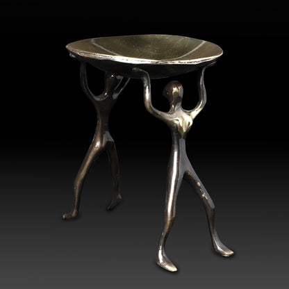 Handcrafted Brass Human Figurine Bowl Stand – Artistic Ethnic Centerpiece & Pooja Serveware