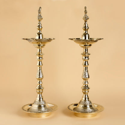 Tall Brass Oil Lamp – Traditional Indian Diya for Pooja, Festivals & Gifting | Handcrafted Floor Standing Lamp