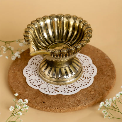Brass Traditional Diya – Handcrafted Oil Lamp for Puja Room, Diwali Décor & Spiritual Gifting