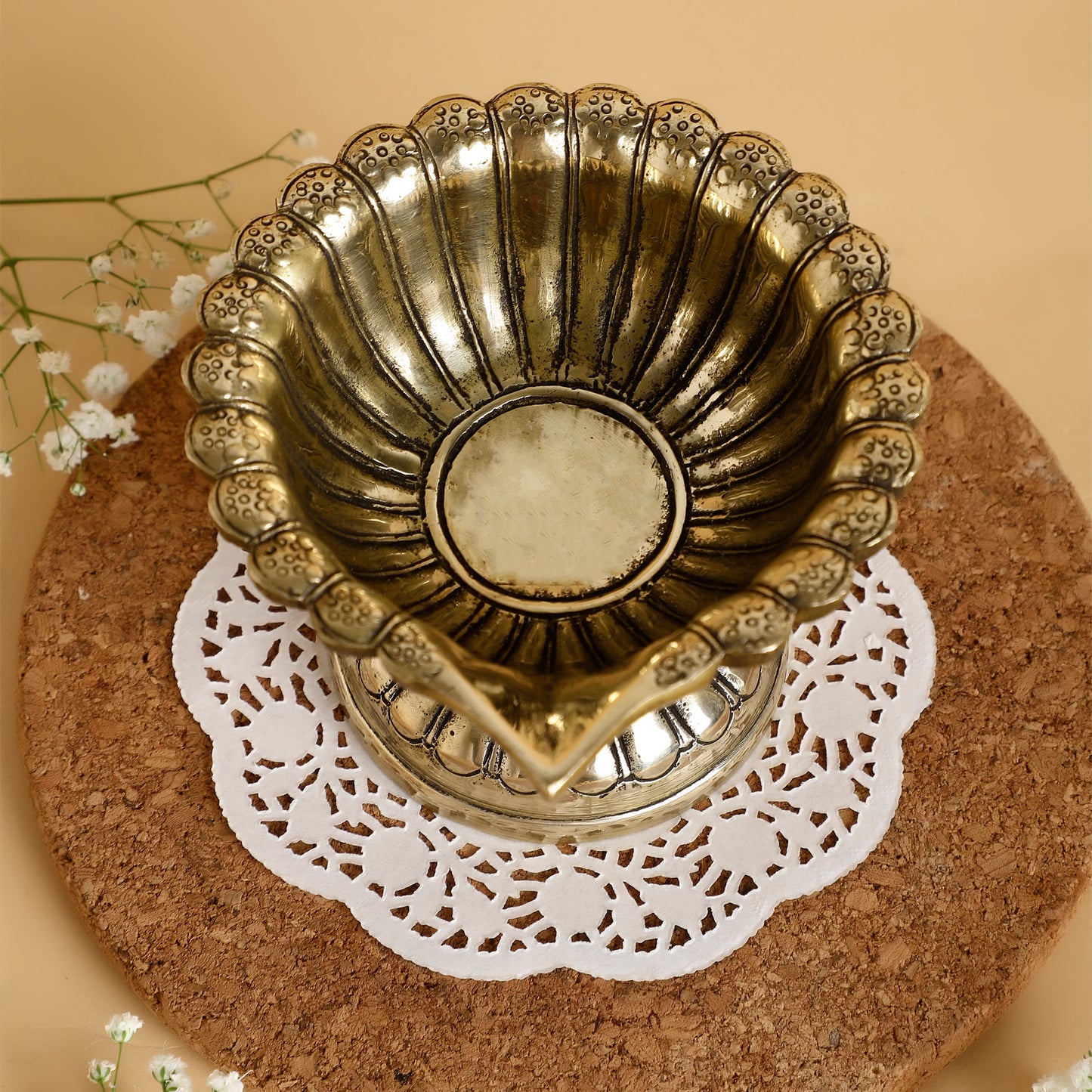 Brass Traditional Diya – Handcrafted Oil Lamp for Puja Room, Diwali Décor & Spiritual Gifting