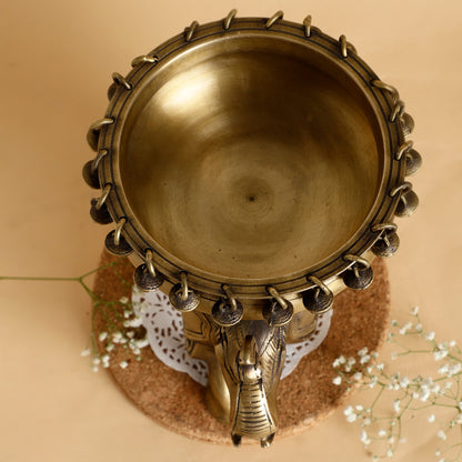 Traditional Handcrafted Brass Elephant Urli Bowl – Indian Decorative Vessel for Vaastu & Festive Home Décor