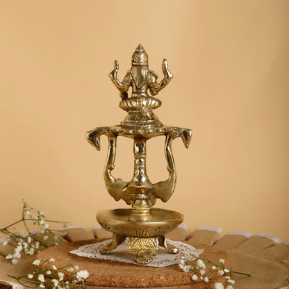 Handcrafted Brass Laxmi Oil Diya – Traditional Lakshmi Deepam for Temple & Festive Décor